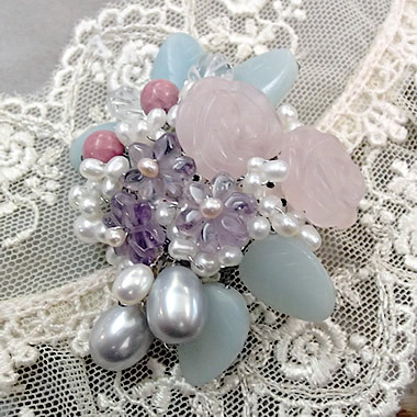 Flower Bouquet*天然石ブローチ