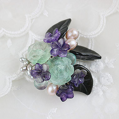 Flower Bouquet*天然石ブローチ